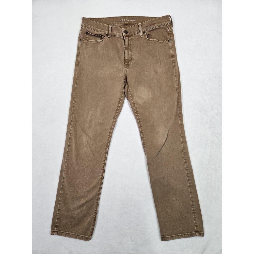 Mott & Bow Slim Fit Jeans Stretch Denim‎ Mens 34x29* Clay Brown Pants Cotton